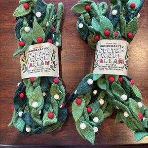 Trader Joe’s set of 2 Handcrafted Wool Garland with Green and Red Accents